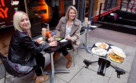 food delivery to table by drone