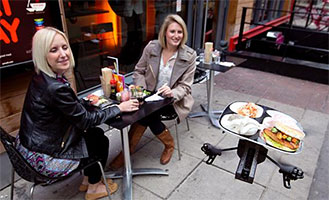 drone food delivery, tableside