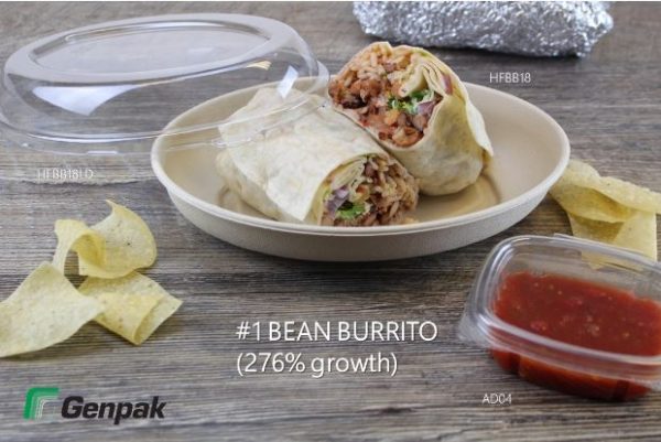 bean burrito in food container with lid