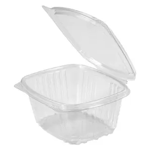 AD16 | Clear 16 oz. Hinged Rectangle Container | 5.51 x 4.88 x