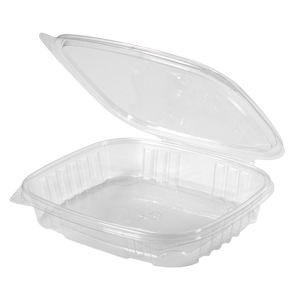 16 oz. Clear Shallow Hinged Lid Deli Container RPET Take Away Fast