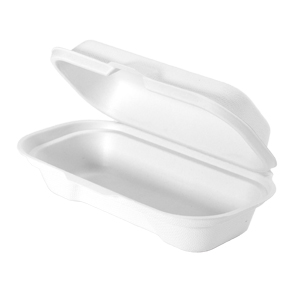 Natural White 7" x 3.8" Hinged Rectangle Container