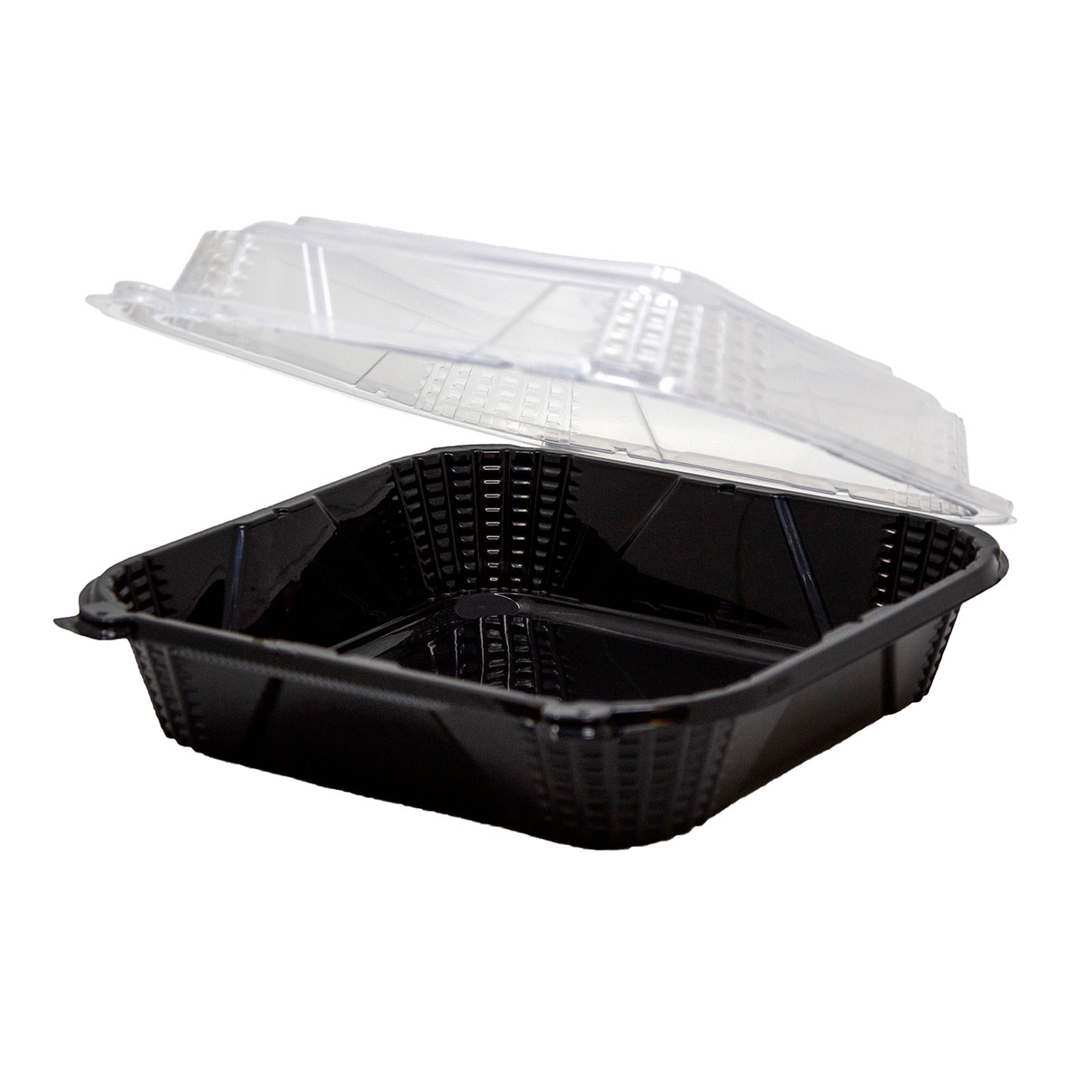 Black Base with Clear Lid 9" x 9"  Hinged Square Container