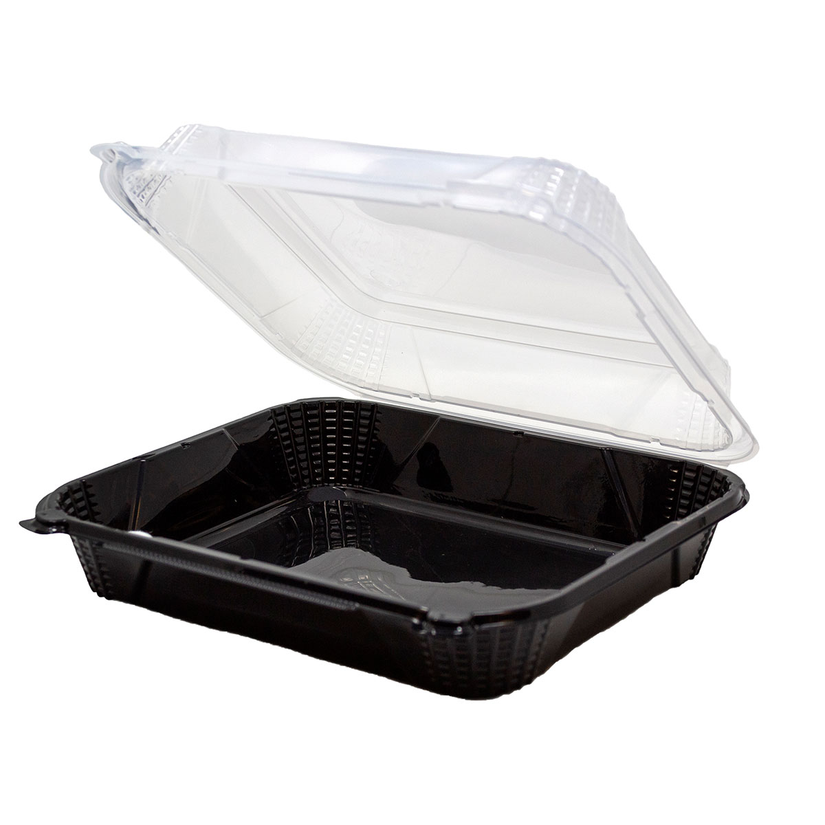 Black Base with Clear Lid 10" x 9" Hinged Square Container