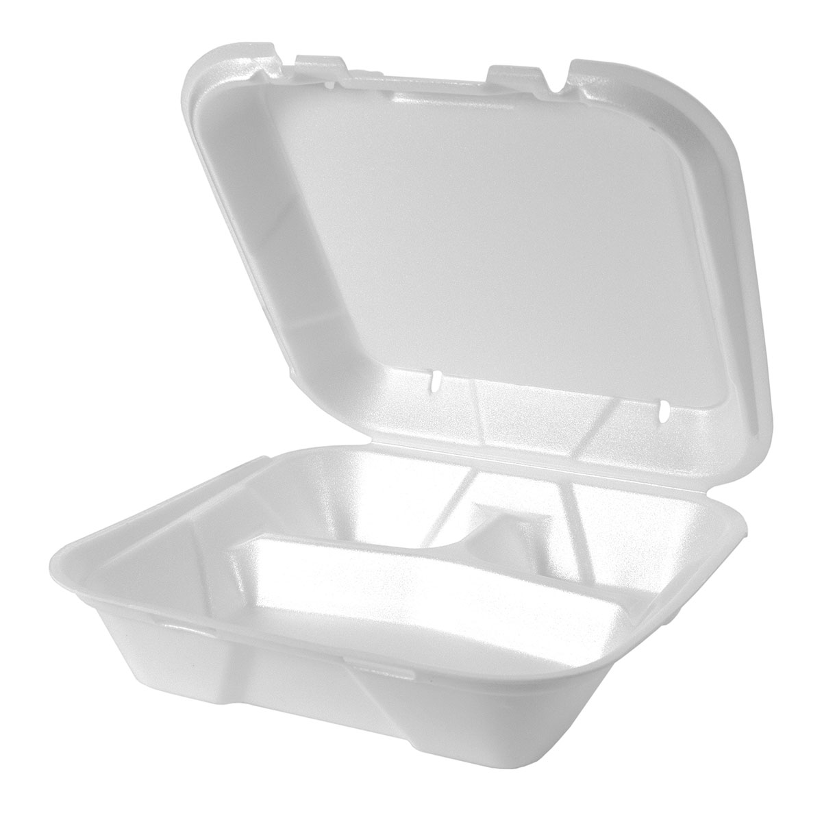 White 9" x 9" Three-Compartment Snap It Lock Vented Hinged Square Container