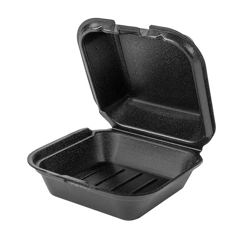 Black 6.38" x 6.44" Snap It Lock Hinged Square Container