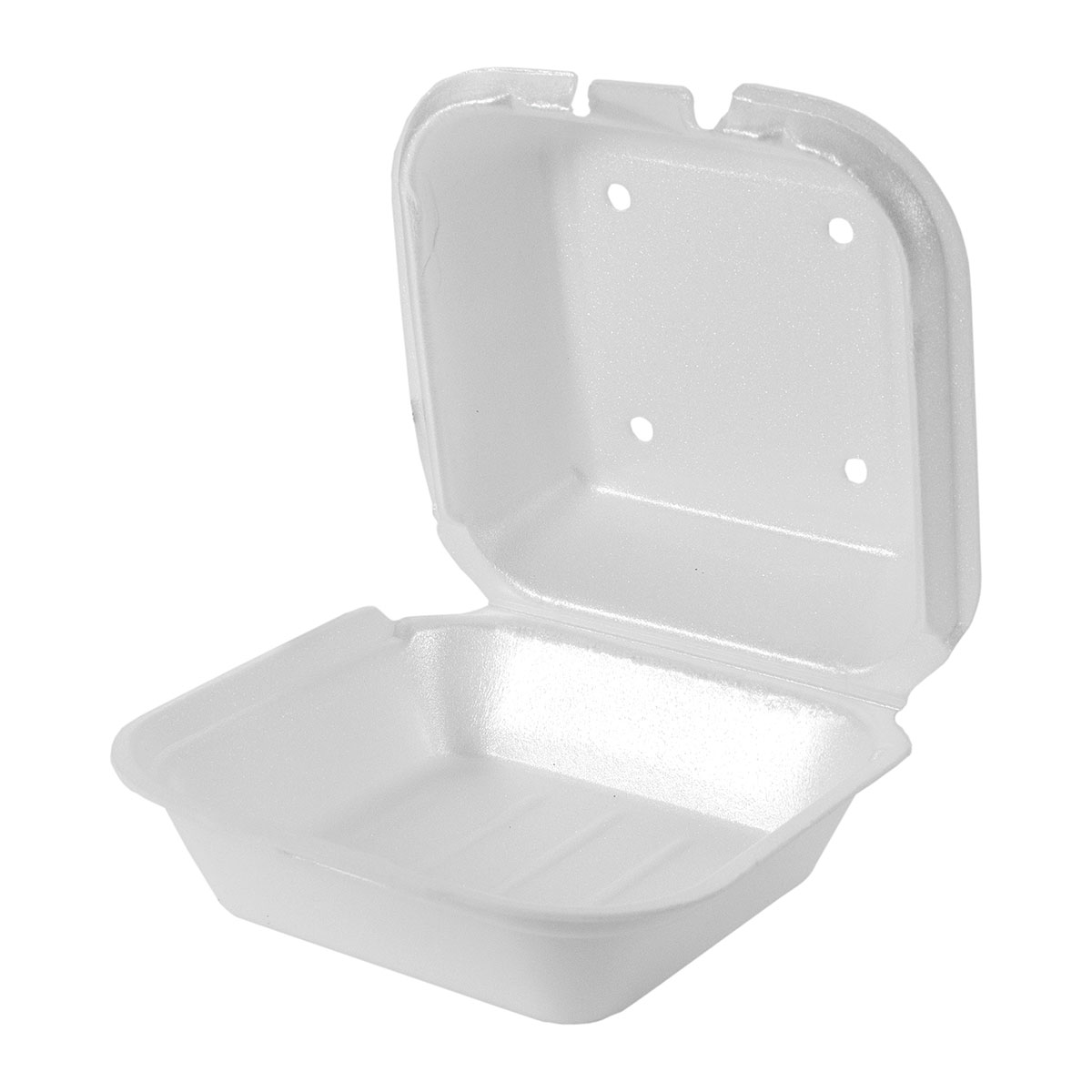 White 6.38" x 6.44" Snap It Lock Vented Hinged Square Container