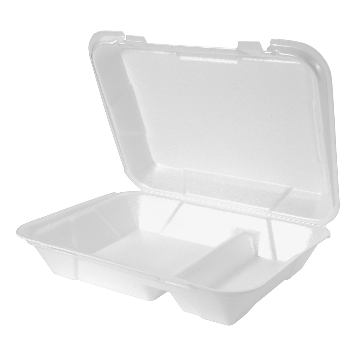 White 13" x 9" Two-Compartment Snap It Lock Hinged Rectangle Container