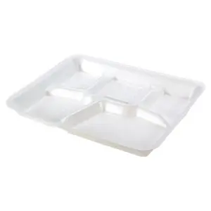 White Five Compartment Foam Serving Tray 8-3/8 x 10-3/8 x 1-3/16 -  500/Case