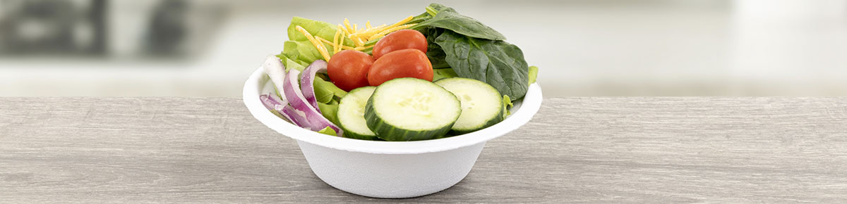 Genpak bowl with salad inside