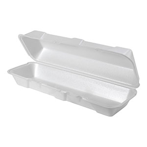 White 13" x 4" Hinged Hoagie Container