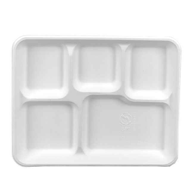 Nautral White 10" x 8" Five-Compartment Serving Tray NO ADDED PFAS