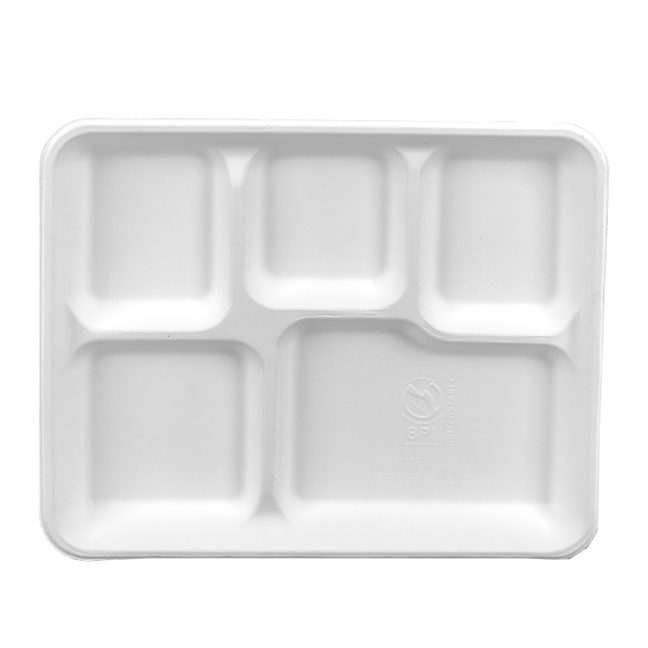 Natural White 10" x 8" Five-Compartment Serving Tray NO ADDED PFAS
