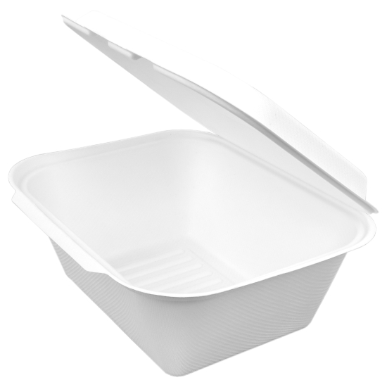 Natural White 9" x 6" Hinged Deep All-Purpose Container NO ADDED PFAS