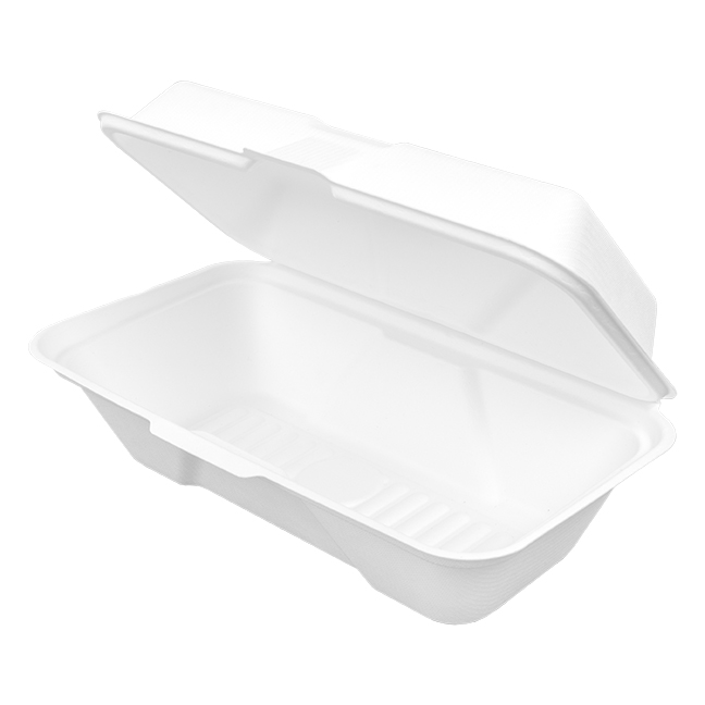 Natural White 9" x 5" Hinged Rectangle Container NO ADDED PFAS