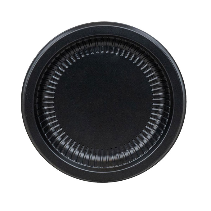 Black  7" Round Ribbed Plate