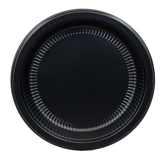 Black 10" Round Ribbed Plate