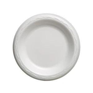 White 6" Round Laminated Plate