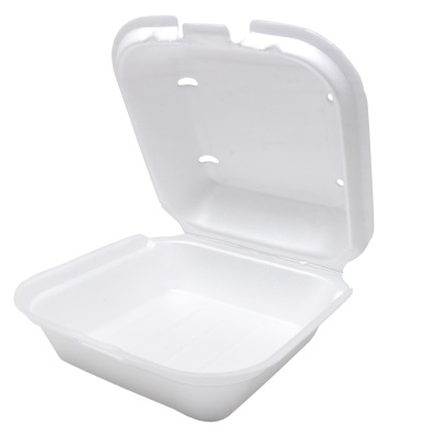 White 6.38" x 6.44" Snap It Lock Vented Hinged Square Container