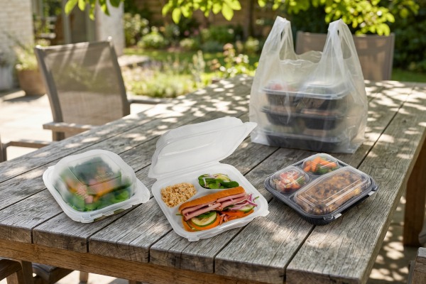 quality food containers on a picnic table
